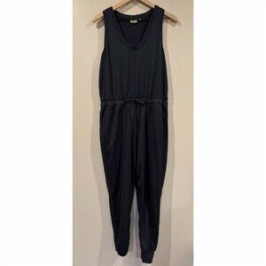Zella Jumpsuit Womens Size M Black Sleeveless Jogger Drawstring Pockets